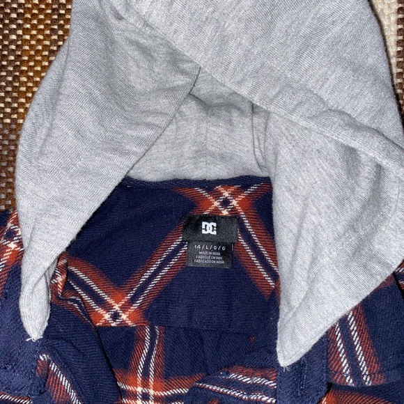 DC Flannel Hoodie Button down shirt LG 14 - Picture 2 of 5